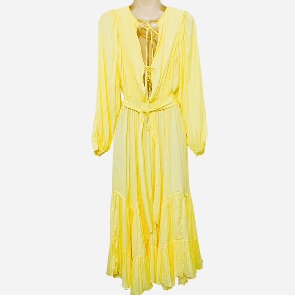 Free People Shiny I Need To Know Maxi Midi Dress Butter Yellow - Picture 10 of 14